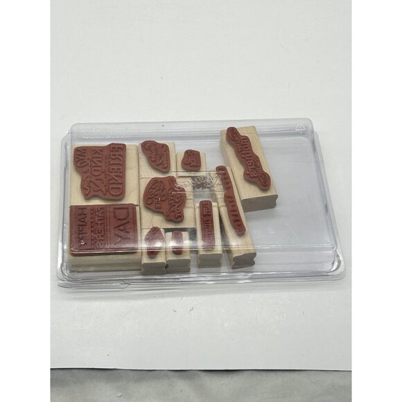 Stampin’ Up! All Holidays 10 Rubber Stamps Words Birthday Easter Halloween - Picture 5 of 5